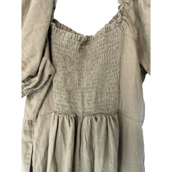 Nobody's Child Jumpsuit Beige Smocked Back Short Sleeve Casual Basic Size 10 - Picture 4 of 16